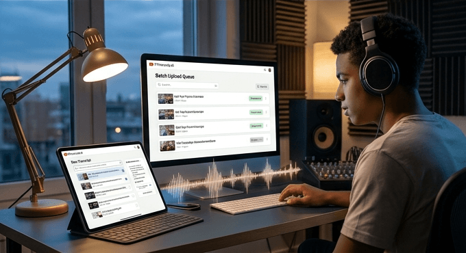 How Podcasters Can Use YouTube Transcripts for Show Notes and SEO Podcaster using YTTranscript.AI batch extract queue on multiple devices to process YouTube podcast episodes into transcripts and show notes